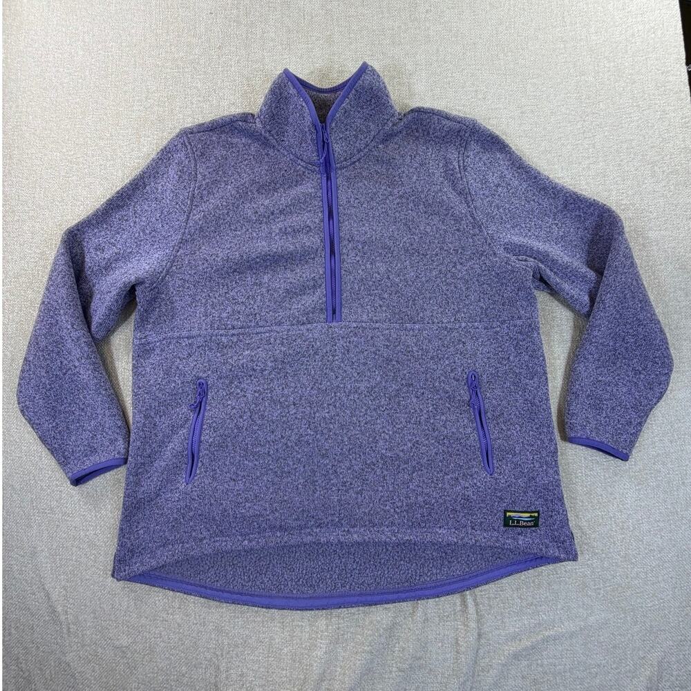 L.L.Bean Women's Large Purple 1/2 Zip Sweater Fleece Pullover Outdoor Hiking Top